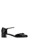 Prada Leather Block Heel Pumps With Patent Finish In Black