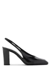 Prada Block Heel Patent Finish Pointed Toe Ballerina Shoes In Black