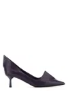 Prada Leather Kitten Heel Pumps With Pointed Toe
