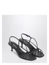 Prada Capretto Strappy Leather Sandals With Triangle Logo Charm