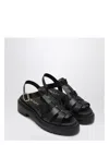 Prada Leather Cage Sandals In Black