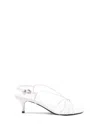 Prada Capretto Strappy Leather Sandals With Triangle Logo Charm