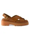 Prada Leather Crossover Platform Sandals 55 In Brown
