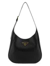 Prada Leather Shoulder Bag With Triangle Logo