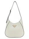 Prada Triangle-logo Leather Shoulder Bag In White