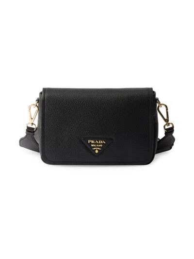 Prada Mini Leather Shoulder Bag In Black