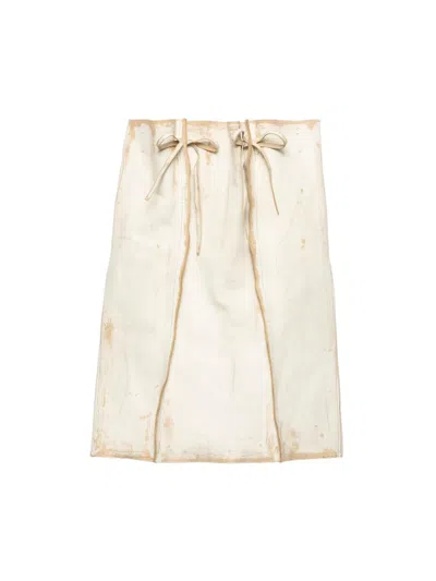 Prada Women's Leather Skirt In White
