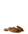 Prada Triangle-logo Leather Sandals In Brown