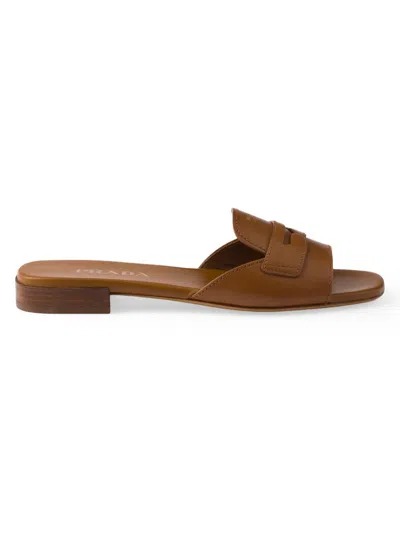 PRADA WOMEN'S LEATHER SLIDES