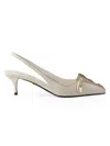 Prada Leather Slingback Pumps Bow Kitten Heel In Multi