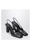 Prada Block Heel Patent Finish Pointed Toe Ballerina Shoes In Black