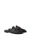 Prada Triangle Logo Leather Flat Mules In Black