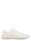 Prada Leather Sneakers Crafted Geometric Stitching In Black