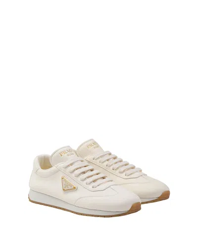 Prada Leather Sneakers In Ivory