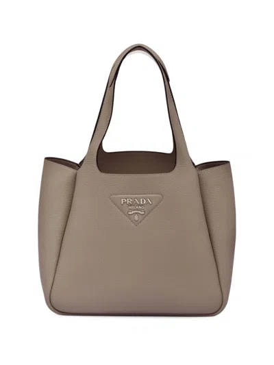 Prada Women's Leather Tote Bag In Grey