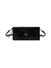 Prada Women's Leather Wallet With Shoulder Strap In Black