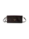 Prada Women's Leather Wallet With Shoulder Strap In Brown