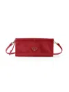 Prada Women's Leather Wallet With Shoulder Strap In Red
