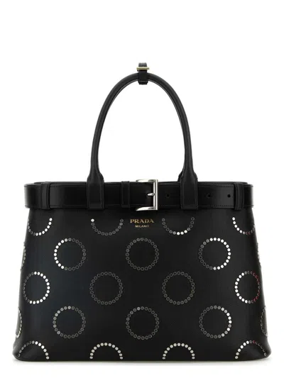 PRADA WOMEN'S LEATHERBUCKLE LARGE HANDBAG