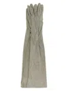 Prada Guanti Lunghi In Pelle Scamosciata Grigio Chiaro Donna