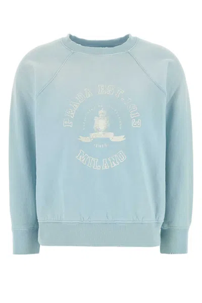 Prada Women Light Blue Cotton Sweatshirt
