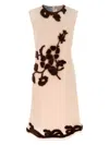Prada Georgette Dress With Floral Appliqué And Tie Waist