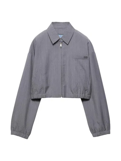 Prada Womens Grey Light Mohair Wool Blouson Jacket In Gray