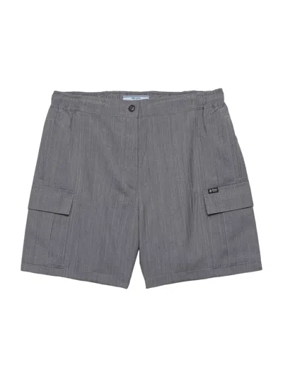 Prada Womens Grey Light Mohair Wool Shorts In Multi
