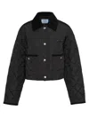 Prada Nylon Collar Cropped Jacket In Black
