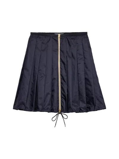 Prada Women's Light Re-nylon Pleated Skirt In Blue