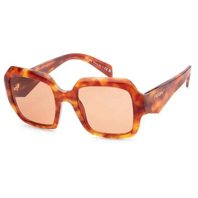 Pre-owned Prada Women's Light Tortoise Square Sunglasses 53mm In Pr-28zs-10l07v-53