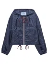 Prada Cropped Re-nylon Hooded Zip Jacket In Blue