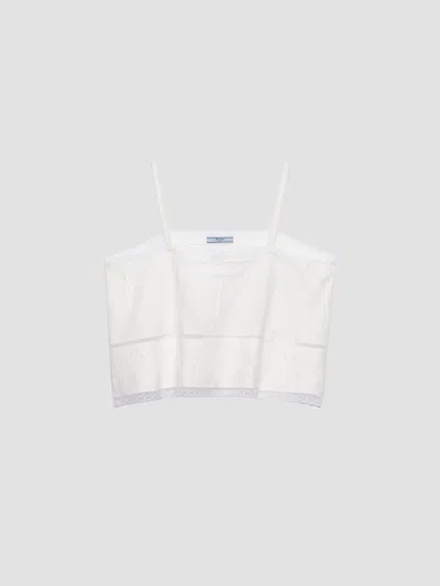 Prada Cold-shoulders Flared Top In White