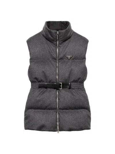 Prada Women's Loden Down Vest In Gray
