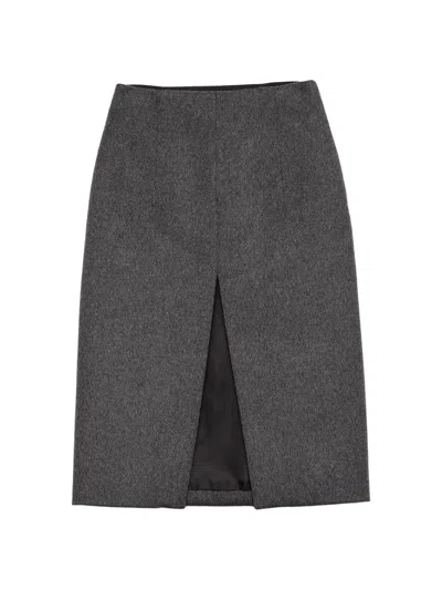 Prada Women's Loden Fabric Pencil Skirt In Gray