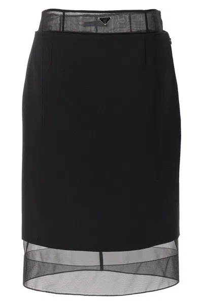 Prada Women Lognuette Skirt In Black
