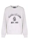 Prada Logo Print Crewneck Sweatshirt In White