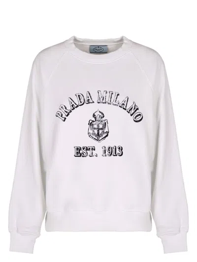 PRADA WOMEN'S LOGO DETAIL COTTON SWEATSHIRT