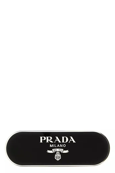 Prada Women Logo Hair Clip In Black