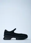Prada Mesh Upper Round Toe Rubber Sole Ballerinas In Black