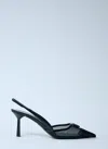 Prada Logo Plaque Pointed Heels In Black