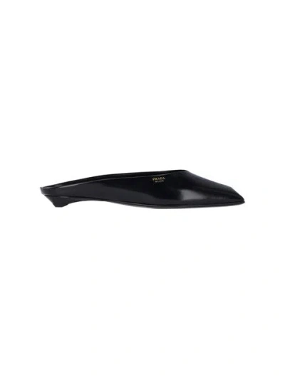 Prada Women Logo Sabots In Black