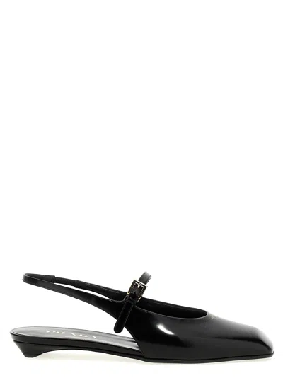 Prada Women Logo Slingback In Black