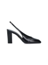 Prada Block Heel Patent Finish Pointed Toe Ballerina Shoes In Black