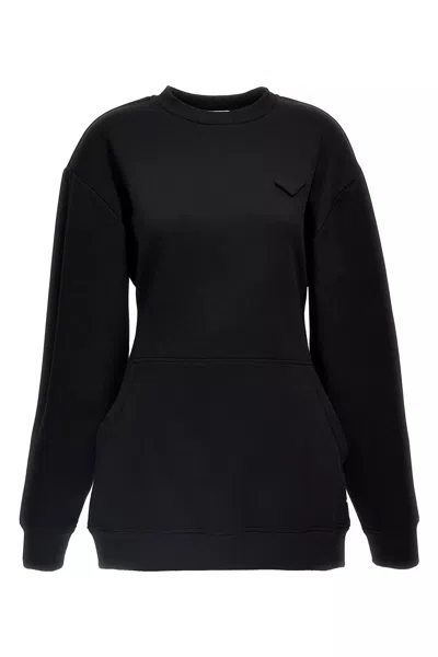 Prada Women Logo Sweatshirt Dress In Black