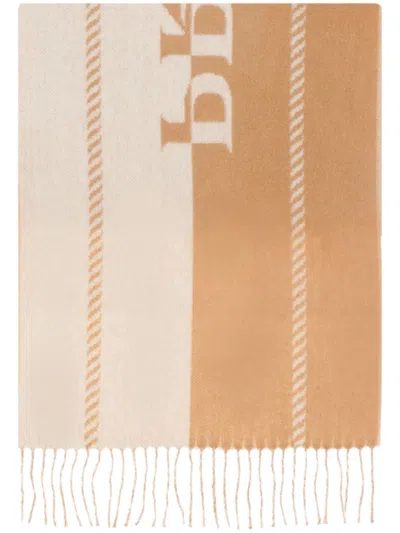 Prada Monogram Intarsio Logo Wool Scarf In Multicolor
