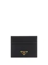 Prada Textured Black Wallet With Triangular Logo Emblem