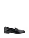 Prada Crinkle-effect Leather Logoed Loafers In Black