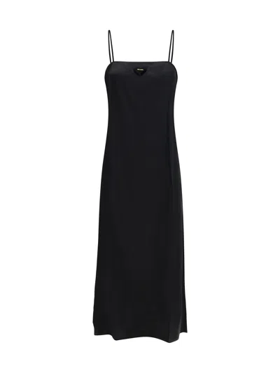 Prada Women Long Silk Slip Dress In Black