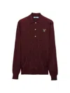 Prada Knitwear With Polo Collar And Ribbed Cuffs In Amaranth